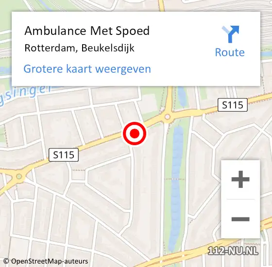 Locatie op kaart van de 112 melding: Ambulance Met Spoed Naar Rotterdam, Beukelsdijk op 4 september 2024 15:47