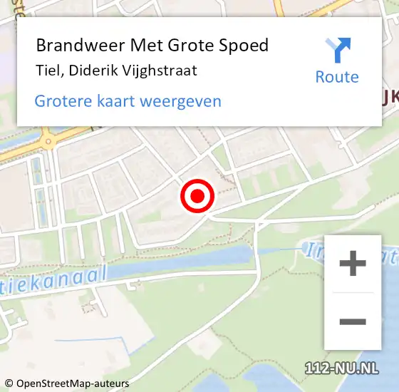 Locatie op kaart van de 112 melding: Brandweer Met Grote Spoed Naar Tiel, Diderik Vijghstraat op 4 september 2024 16:04