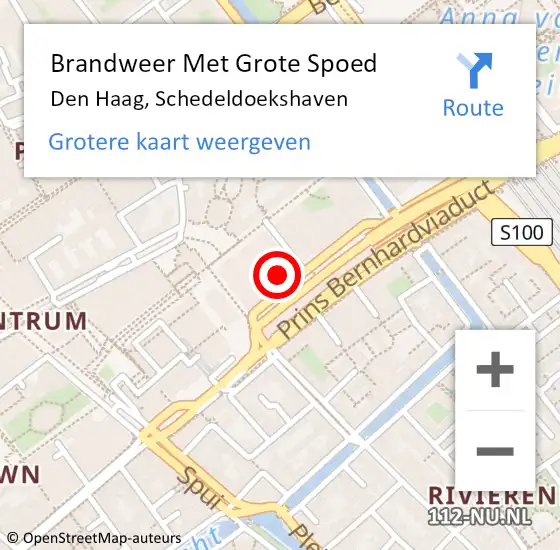 Locatie op kaart van de 112 melding: Brandweer Met Grote Spoed Naar Den Haag, Schedeldoekshaven op 4 september 2024 16:09