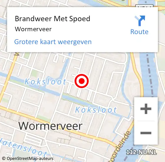 Locatie op kaart van de 112 melding: Brandweer Met Spoed Naar Wormerveer op 4 september 2024 16:29