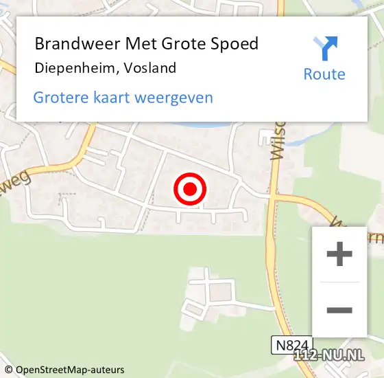 Locatie op kaart van de 112 melding: Brandweer Met Grote Spoed Naar Diepenheim, Vosland op 4 september 2024 16:30