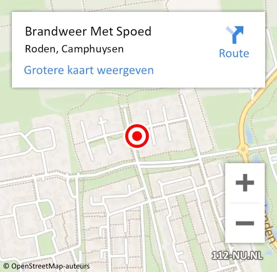 Locatie op kaart van de 112 melding: Brandweer Met Spoed Naar Roden, Camphuysen op 4 september 2024 16:54