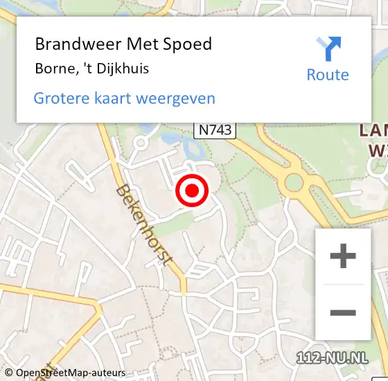 Locatie op kaart van de 112 melding: Brandweer Met Spoed Naar Borne, 't Dijkhuis op 4 september 2024 17:07