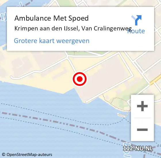 Locatie op kaart van de 112 melding: Ambulance Met Spoed Naar Krimpen aan den IJssel, Van Cralingenweg op 4 september 2024 17:10