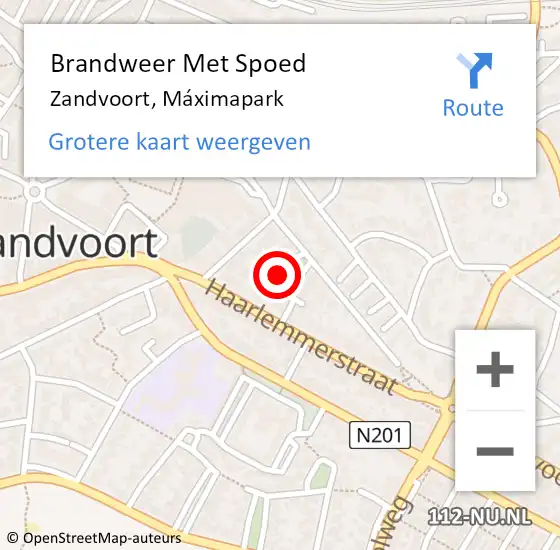 Locatie op kaart van de 112 melding: Brandweer Met Spoed Naar Zandvoort, Máximapark op 4 september 2024 17:16