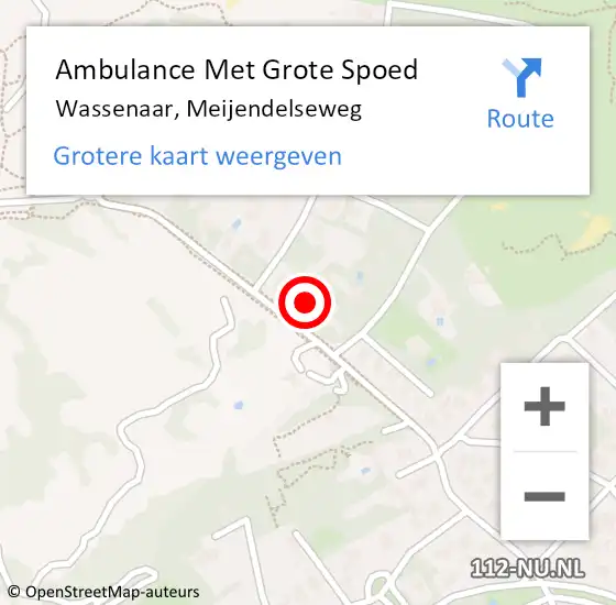 Locatie op kaart van de 112 melding: Ambulance Met Grote Spoed Naar Wassenaar, Meijendelseweg op 4 september 2024 17:26