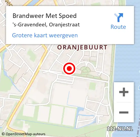 Locatie op kaart van de 112 melding: Brandweer Met Spoed Naar 's-Gravendeel, Oranjestraat op 4 september 2024 17:32