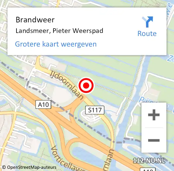 Locatie op kaart van de 112 melding: Brandweer Landsmeer, Pieter Weerspad op 4 september 2024 17:36