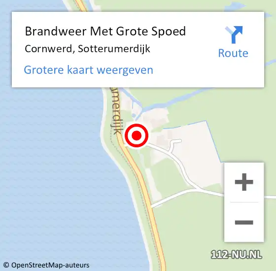 Locatie op kaart van de 112 melding: Brandweer Met Grote Spoed Naar Cornwerd, Sotterumerdijk op 4 september 2024 17:45