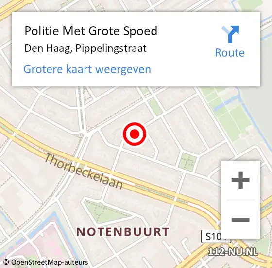 Locatie op kaart van de 112 melding: Politie Met Grote Spoed Naar Den Haag, Pippelingstraat op 4 september 2024 18:03