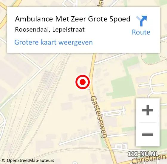 Locatie op kaart van de 112 melding: Ambulance Met Zeer Grote Spoed Naar Roosendaal, Lepelstraat op 4 september 2024 18:12