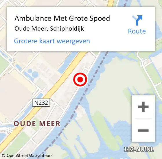 Locatie op kaart van de 112 melding: Ambulance Met Grote Spoed Naar Oude Meer, Schipholdijk op 4 september 2024 18:30