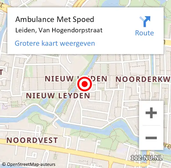 Locatie op kaart van de 112 melding: Ambulance Met Spoed Naar Wassenaar, Van Hogendorpstraat op 4 september 2024 18:47