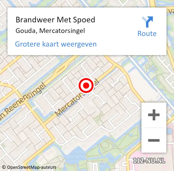 Locatie op kaart van de 112 melding: Brandweer Met Spoed Naar Gouda, Mercatorsingel op 4 september 2024 19:02