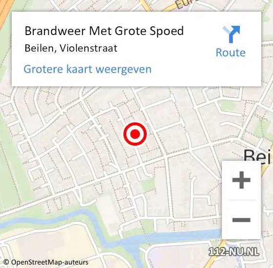 Locatie op kaart van de 112 melding: Brandweer Met Grote Spoed Naar Beilen, Violenstraat op 4 september 2024 19:10