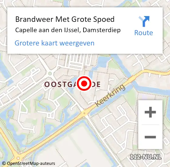 Locatie op kaart van de 112 melding: Brandweer Met Grote Spoed Naar Capelle aan den IJssel, Damsterdiep op 4 september 2024 19:23