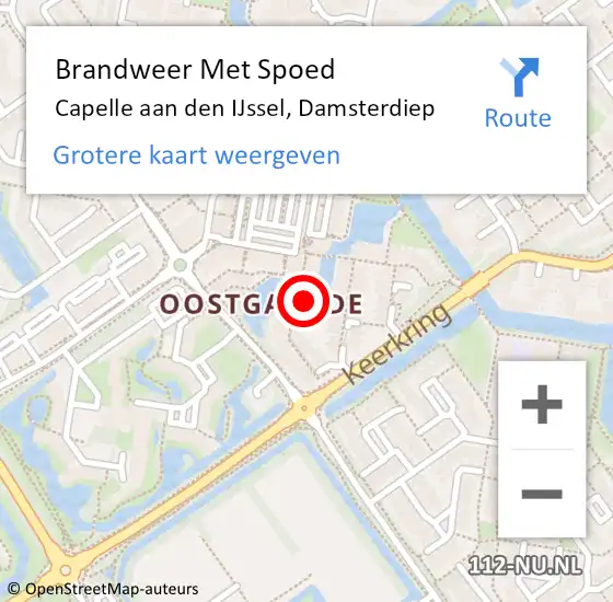 Locatie op kaart van de 112 melding: Brandweer Met Spoed Naar Capelle aan den IJssel, Damsterdiep op 4 september 2024 19:37