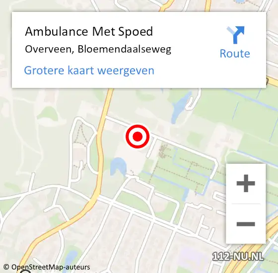 Locatie op kaart van de 112 melding: Ambulance Met Spoed Naar Overveen, Bloemendaalseweg op 4 september 2024 19:39