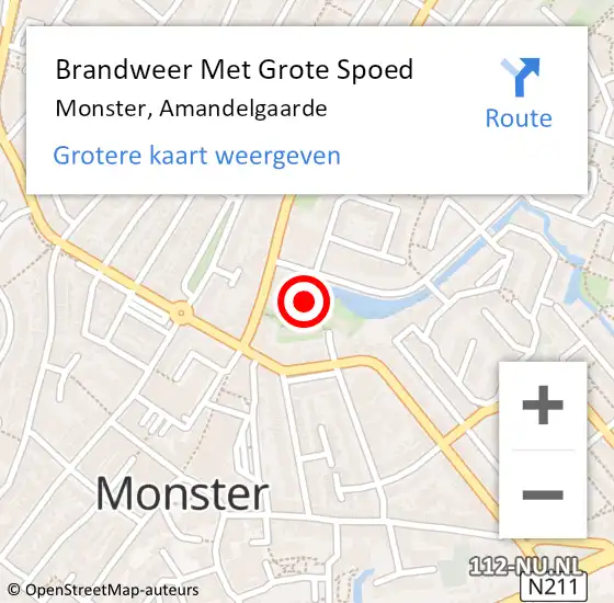 Locatie op kaart van de 112 melding: Brandweer Met Grote Spoed Naar Monster, Amandelgaarde op 4 september 2024 20:09