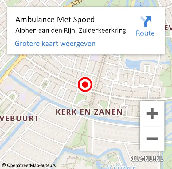 Locatie op kaart van de 112 melding: Ambulance Met Spoed Naar Alphen aan den Rijn, Zuiderkeerkring op 4 september 2024 20:17