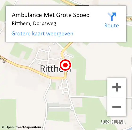 Locatie op kaart van de 112 melding: Ambulance Met Grote Spoed Naar Ritthem, Dorpsweg op 18 oktober 2014 23:18