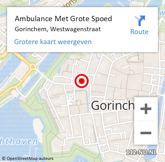 Locatie op kaart van de 112 melding: Ambulance Met Grote Spoed Naar Gorinchem, Westwagenstraat op 4 september 2024 20:37