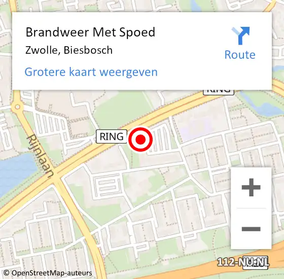 Locatie op kaart van de 112 melding: Brandweer Met Spoed Naar Zwolle, Biesbosch op 4 september 2024 20:42