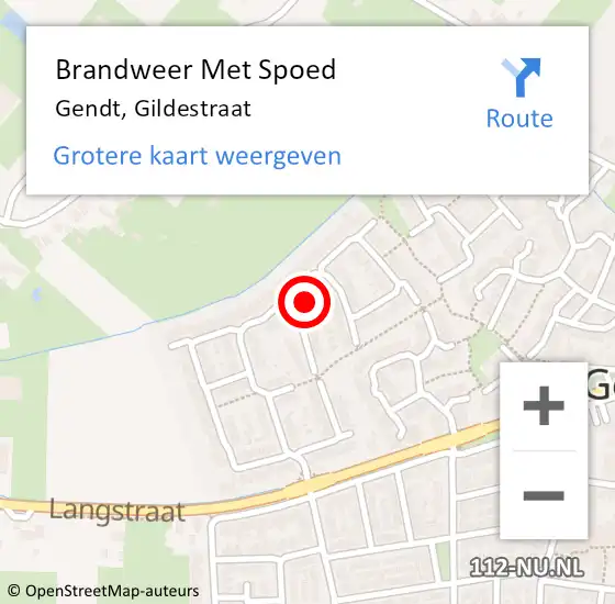 Locatie op kaart van de 112 melding: Brandweer Met Spoed Naar Gendt, Gildestraat op 4 september 2024 20:44