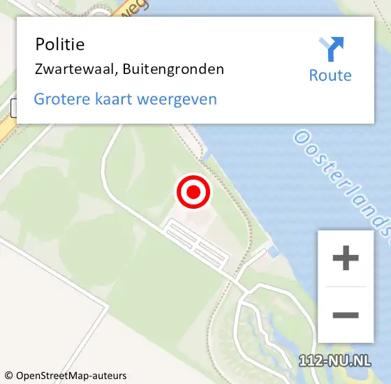 Locatie op kaart van de 112 melding: Politie Zwartewaal, Buitengronden op 4 september 2024 21:09