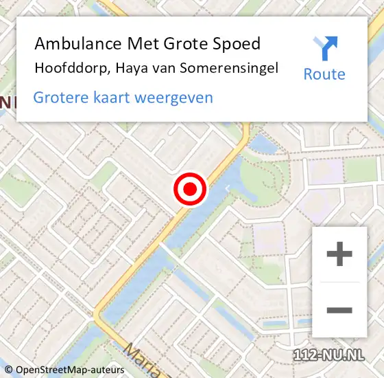 Locatie op kaart van de 112 melding: Ambulance Met Grote Spoed Naar Hoofddorp, Haya van Somerensingel op 4 september 2024 21:23