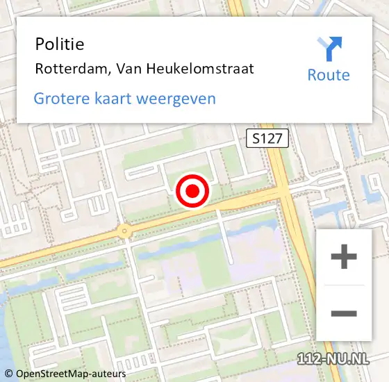 Locatie op kaart van de 112 melding: Politie Rotterdam, Van Heukelomstraat op 4 september 2024 21:37