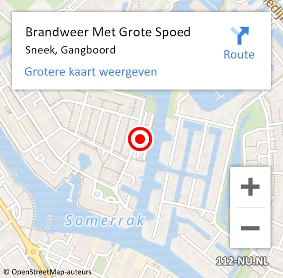 Locatie op kaart van de 112 melding: Brandweer Met Grote Spoed Naar Sneek, Gangboord op 4 september 2024 21:38