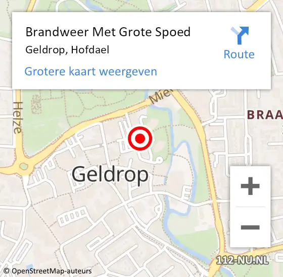 Locatie op kaart van de 112 melding: Brandweer Met Grote Spoed Naar Geldrop, Hofdael op 4 september 2024 22:04