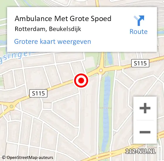 Locatie op kaart van de 112 melding: Ambulance Met Grote Spoed Naar Rotterdam, Beukelsdijk op 4 september 2024 22:41