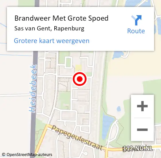 Locatie op kaart van de 112 melding: Brandweer Met Grote Spoed Naar Sas van Gent, Rapenburg op 4 september 2024 23:05