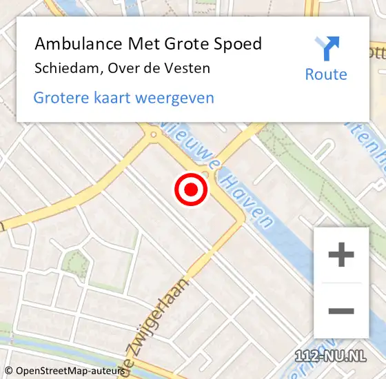 Locatie op kaart van de 112 melding: Ambulance Met Grote Spoed Naar Schiedam, Over de Vesten op 4 september 2024 23:08