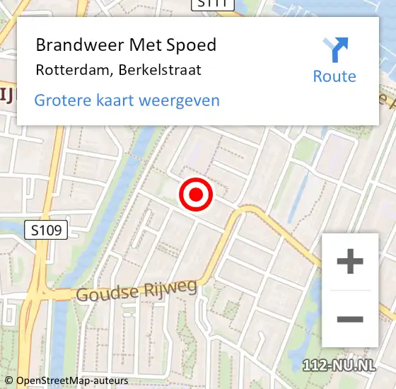 Locatie op kaart van de 112 melding: Brandweer Met Spoed Naar Rotterdam, Berkelstraat op 4 september 2024 23:33