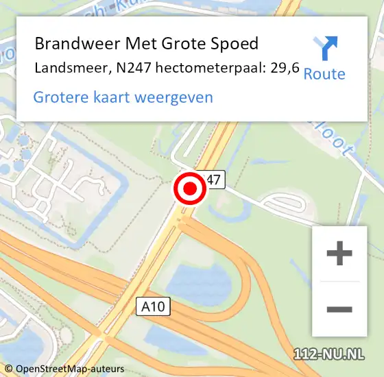 Locatie op kaart van de 112 melding: Brandweer Met Grote Spoed Naar Landsmeer, N247 hectometerpaal: 29,6 op 4 september 2024 23:33