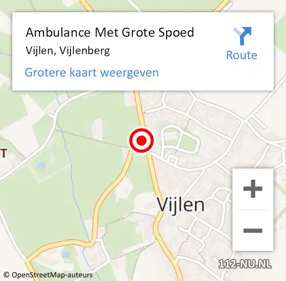 Locatie op kaart van de 112 melding: Ambulance Met Grote Spoed Naar Vijlen, Vijlenberg op 18 oktober 2014 23:36