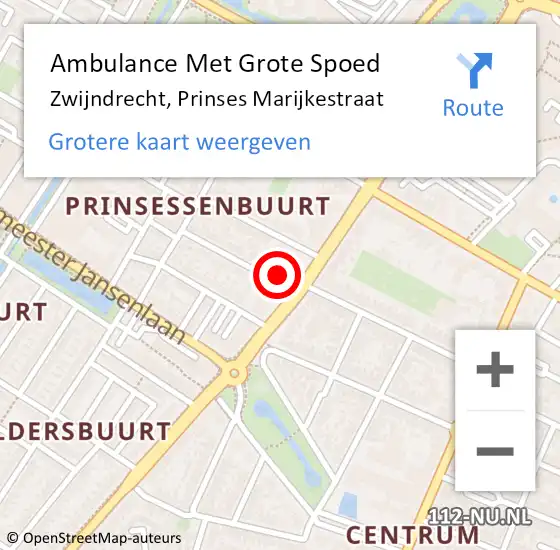 Locatie op kaart van de 112 melding: Ambulance Met Grote Spoed Naar Zwijndrecht, Prinses Marijkestraat op 4 september 2024 23:59