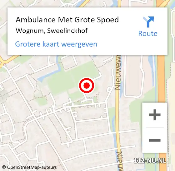 Locatie op kaart van de 112 melding: Ambulance Met Grote Spoed Naar Wognum, Sweelinckhof op 5 september 2024 00:36