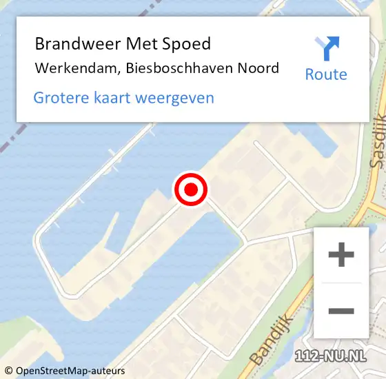 Locatie op kaart van de 112 melding: Brandweer Met Spoed Naar Werkendam, Biesboschhaven Noord op 5 september 2024 01:27