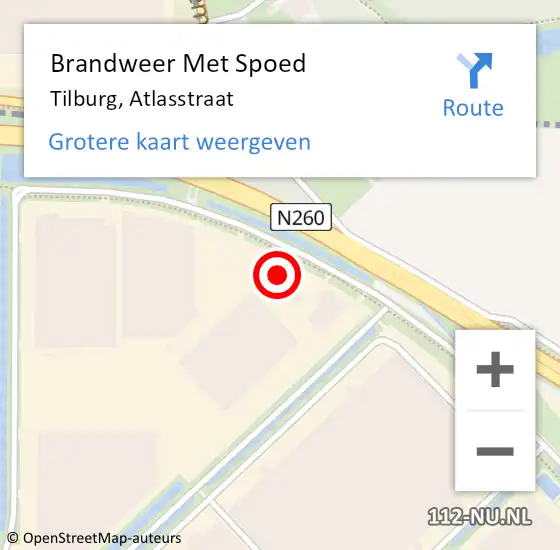 Locatie op kaart van de 112 melding: Brandweer Met Spoed Naar Tilburg, Atlasstraat op 5 september 2024 01:36