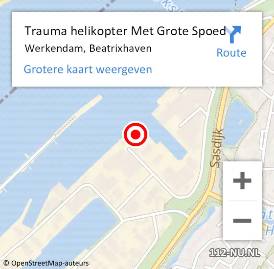 Locatie op kaart van de 112 melding: Trauma helikopter Met Grote Spoed Naar Werkendam, Beatrixhaven op 5 september 2024 01:40