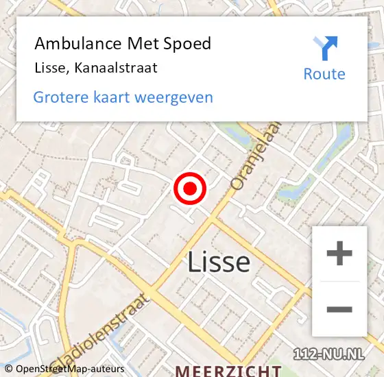 Locatie op kaart van de 112 melding: Ambulance Met Spoed Naar Lisse, Kanaalstraat op 5 september 2024 01:51