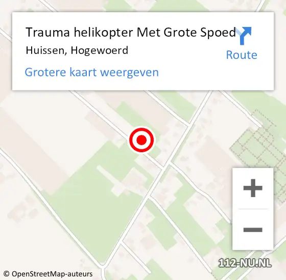 Locatie op kaart van de 112 melding: Trauma helikopter Met Grote Spoed Naar Huissen, Hogewoerd op 5 september 2024 02:16