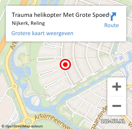 Locatie op kaart van de 112 melding: Trauma helikopter Met Grote Spoed Naar Nijkerk, Reling op 5 september 2024 02:31