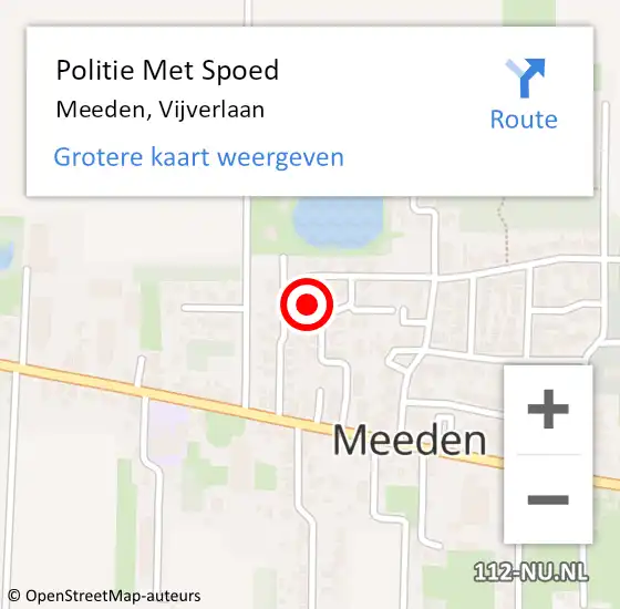 Locatie op kaart van de 112 melding: Politie Met Spoed Naar Meeden, Vijverlaan op 5 september 2024 02:58