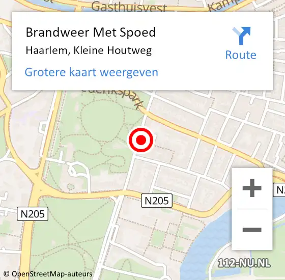 Locatie op kaart van de 112 melding: Brandweer Met Spoed Naar Haarlem, Kleine Houtweg op 5 september 2024 03:52