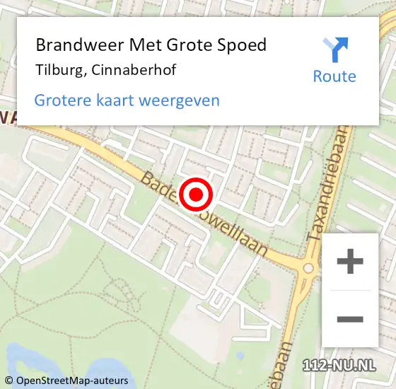 Locatie op kaart van de 112 melding: Brandweer Met Grote Spoed Naar Tilburg, Cinnaberhof op 5 september 2024 04:01